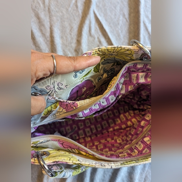 Vera Bradley Retired Gray Bowler Watercolor Floral Satchel Bag Purse EUC - Picture 5 of 15